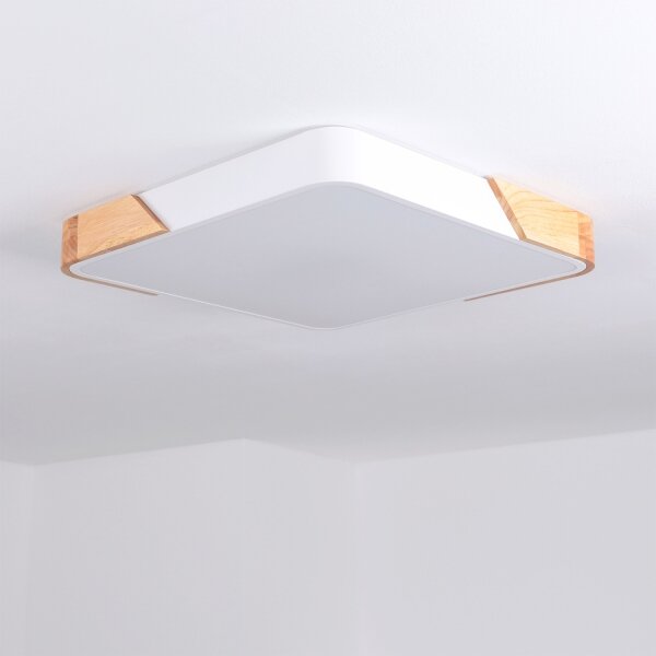Brilagi - Plafoniera LED dimmerabile PILANA LED/48W/230V rovere/bianco 42x42 cm + telecomando