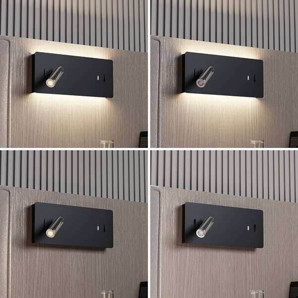 Applique da parete a LED Kimo Lucande, Nero, Soggiorno / Sala da pranzo, Metallo, Moderno, Applique a LED