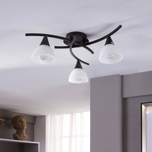 Plafoniera soffitto Della Lindby, dimmerabile, Nero, Soggiorno / Sala da pranzo, Vetro, Campagna / Rustiche, Plafoniera