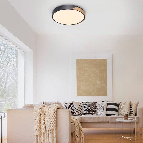 Q-Smart-Home Plafoniera smart Q-BILA, dimmerabile, Nero, Soggiorno / Sala da pranzo, Metallo