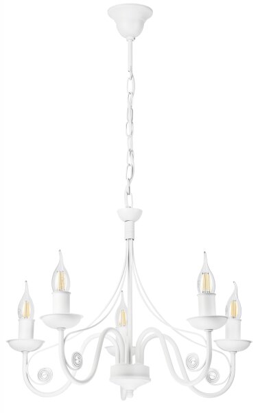 Lampadario a sospensione con catena DONATO 5xE14/40W/230V bianco