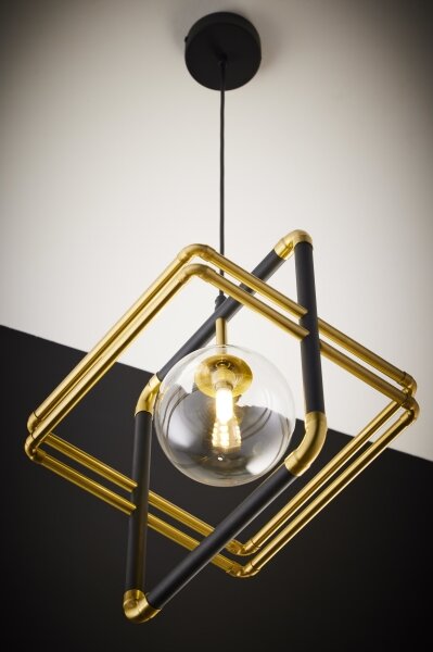 Jupiter 2028 - Lampadario a sospensione con filo FIORI 1xG9/10W/230V nero/oro/limpido