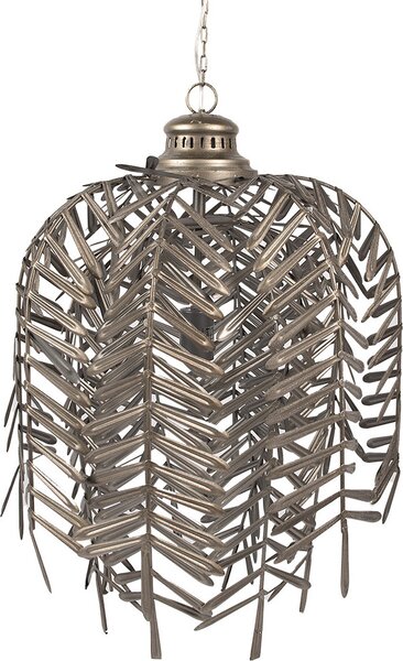 Lampada a sospensione Clayre & Eef Ø 49x66 cm Foglie di ferro grigio oro