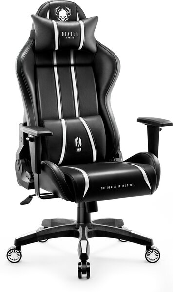 Diablo X-One 2.0 Gaming Chair Sedia da ufficio Braccioli regolabili Design ergonomico Cuscino collo/lombare King Size Nero e Bianco