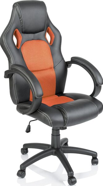 TRESKO Racing sedia direzionale sedia da ufficio sedia girevole sedia sportiva sedia da ufficio sedia da scrivania nero/arancio