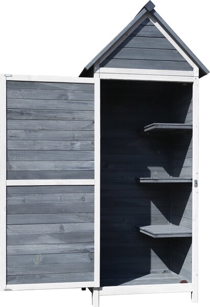 Armadio da giardino in legno Wiltec grigio 77x53x179cm con porta, tetto a falde e isolamento bituminoso Capanno per attrezzi Armadio per attrezzi Capanno per attrezzi