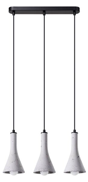 Lampada a sospensione REA 3L in cemento 3xE14 10W calcestruzzo 110x12x46cm Sollux Lighting
