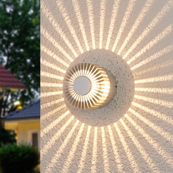 Applique da esterni a LED Lennias Lucande, Alluminio / Grigio / Zincato, Bagno, Alluminio, Moderno, Applique LED da esterni