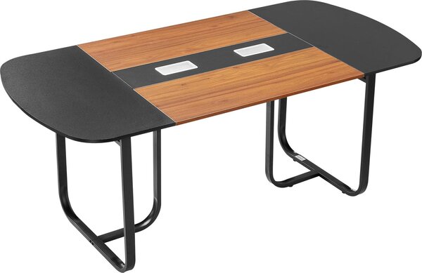 VEVOR tavolo da conferenza per 6-8 persone 180 x 90 cm scrivania ovale tavolo da seminario tavolo da riunione tavolo multiuso tavolo da pausa con gambe in metallo per ufficio sala conferenze nero e marrone