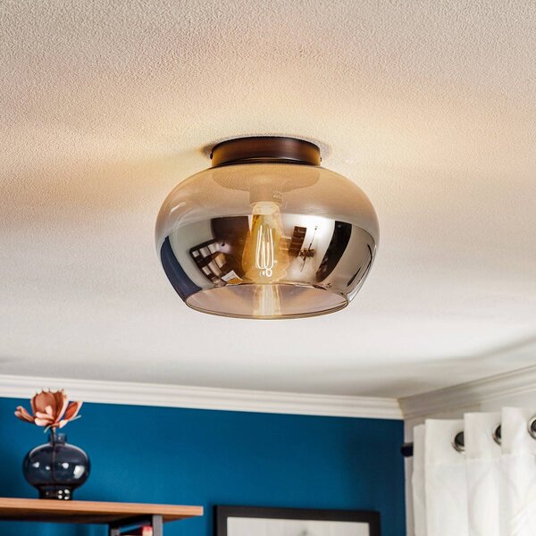Lucide Plafoniera soffitto Judi, dimmerabile, Alluminio / Grigio / Zincato, Soggiorno / Sala da pranzo, Vetro, Moderno, Plafoniera