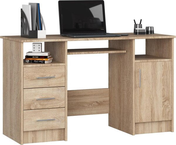 Scrivania Ana PK Ec Sonoma con Ripiano Estraibile e 3 Cassetti per Ufficio Domestico