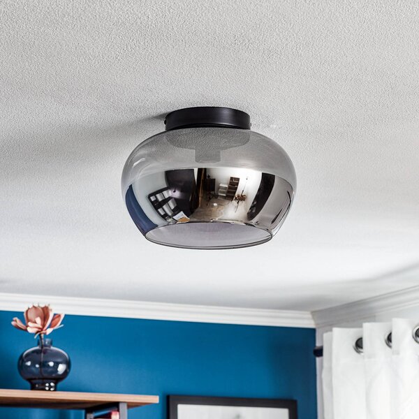 Lucide Plafoniera soffitto Judi, dimmerabile, Alluminio / Grigio / Zincato, Soggiorno / Sala da pranzo, Vetro, Moderno, Plafoniera