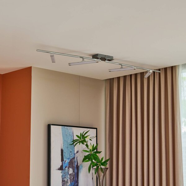 Plafoniera a LED Pilou Lindby, dimmerabile, Cromo / Argento, Cucina, Metallo, Moderno, Plafoniera LED