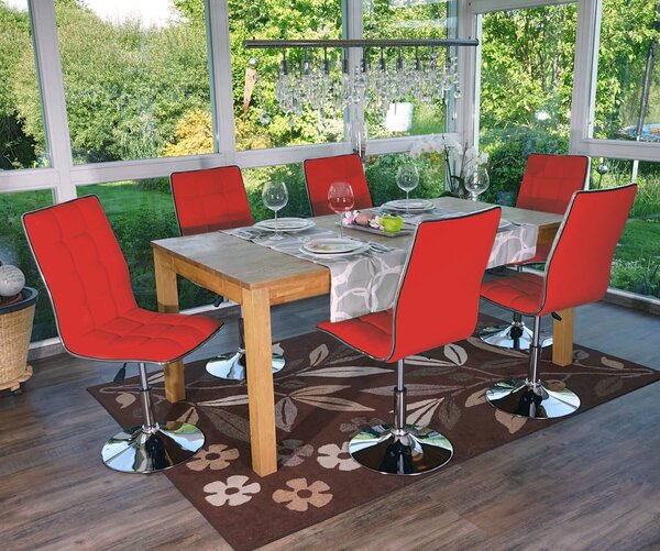 Set da 6 sedie da pranzo MCW-C41, sedie da cucina, regolabili in altezza e girevoli, in Pelle finta certificata MVG ~ rosso