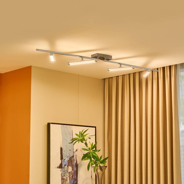 Plafoniera a LED Pilou Lindby, dimmerabile, Cromo / Argento, Cucina, Metallo, Moderno, Plafoniera LED