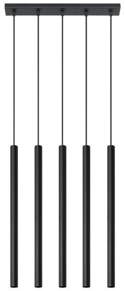 Lampada a sospensione PASTELO 5 nero 5xG9 8W acciaio 90x5x45cm Sollux Lighting