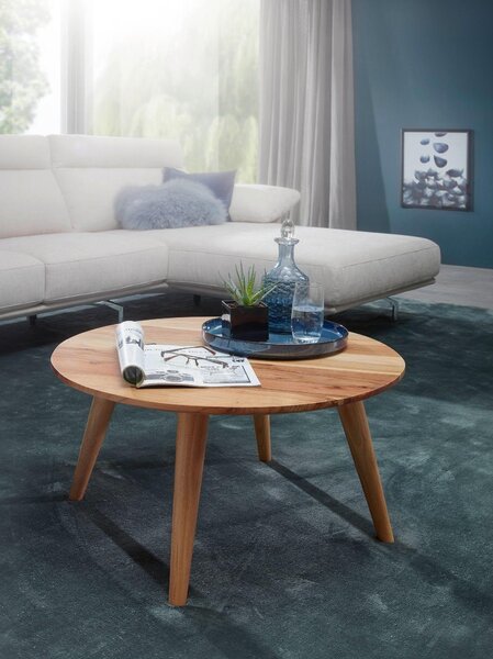 Tavolino BOHA in legno massiccio di acacia | Tavolo da soggiorno rotondo Ø75