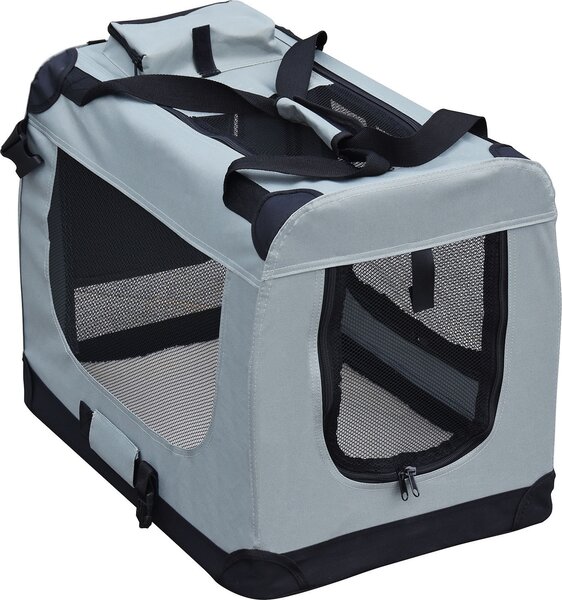 Fudajo Box pieghevole per cani, gatti XL (82x56x58cm), robusto, leggero, sicuro, box per cani con maniglia di trasporto e coperta, grigio