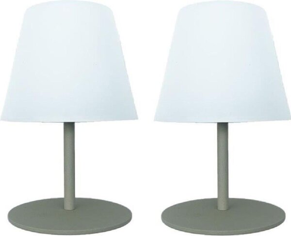 2 lampade da tavolo TWINS senza fili - Verde oliva - H 16 cm - LED