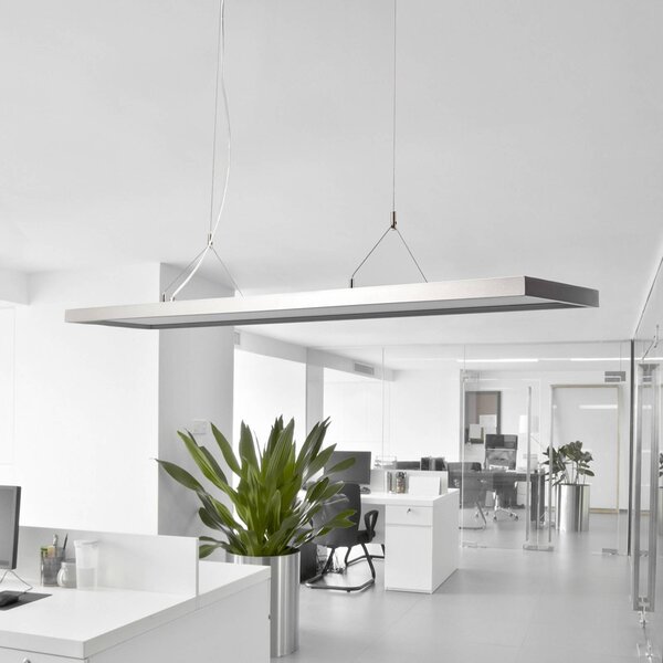 Lampada LED a sospensione Dorean, argento, metallo, 120cm Dorean Arcchio, dimmerabile, Alluminio / Grigio / Zincato, Studio / Ufficio, Metallo, Moderno
