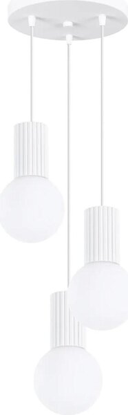 Lampada a sospensione HALO 3P bianco 3xG9 8W alluminio/vetro 125x25x25cm Sollux Lighting