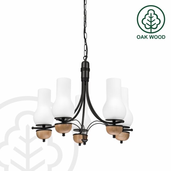 Brilagi - LED Lampadario a sospensione con catena COTTAGE 5xE14/40W/230V faggio/bianco