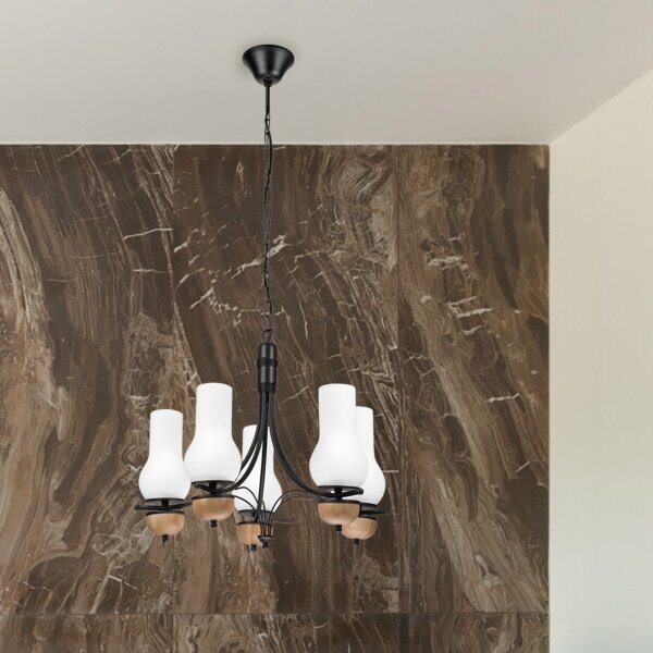 Brilagi - LED Lampadario a sospensione con catena COTTAGE 5xE14/40W/230V faggio/bianco