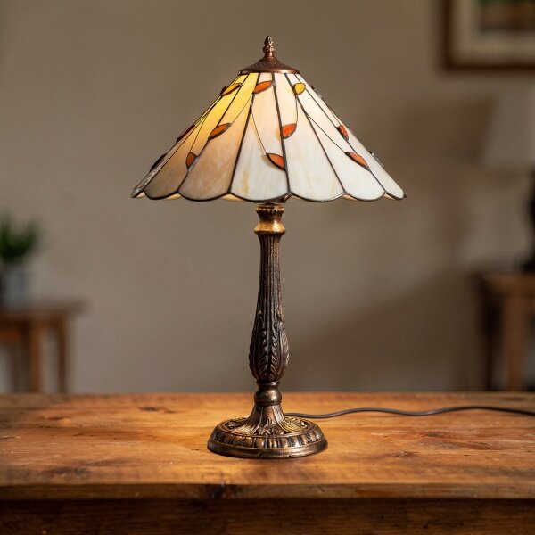 Brilagi - Lampada da tavolo Tiffany FOLIA in vetro colorato, 2xE27/60W/230V