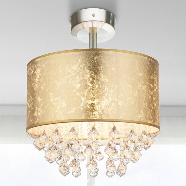 Globo Plafoniera soffitto Amy, dimmerabile, Ottone / Oro, Soggiorno / Sala da pranzo, Tessuto / Stoffa / Seta, Plafoniera