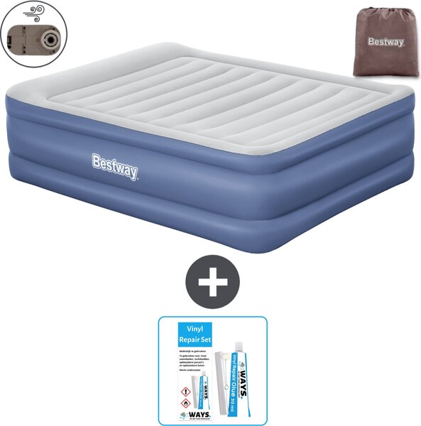 Materasso gonfiabile Bestway - 2 persone - 152 x 203 x 61 cm - Grigio/Blu - Accessori inclusi
