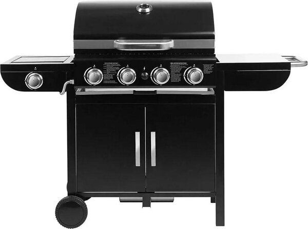 Barbecue a gas - carrello barbecue KKLQ8-64 - gas naturale - 4 bruciatori - 2,93 kW - accensione piezoelettrica - termometro - acciaio smaltato porcellanato