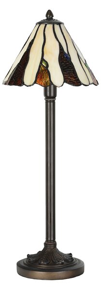 Clayre & Eef Lampada da tavolo Tiffany Ø 20x60 cm Vetro beige marrone