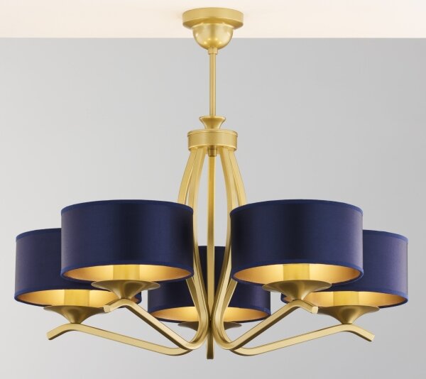 Jupiter 2114 - Lampadario su asta KASZMIR 5xE27/15W/230V blu/oro