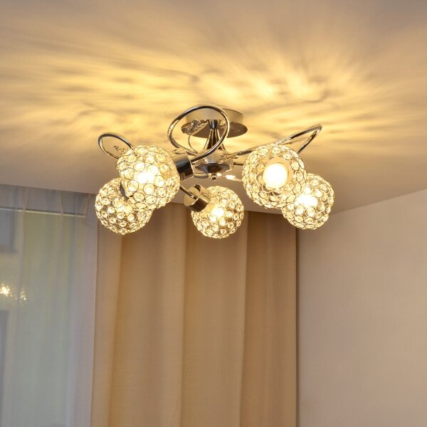 Lampadario a plafone SOPHIA 5xE27/15W/230V cromo lucido/limpido