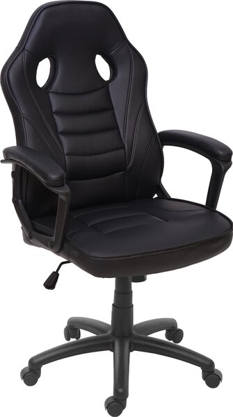 Sedia da ufficio HWC-F59, sedia da scrivania girevole sedia da corsa sedia da gioco, Similcuoio ~ nero
