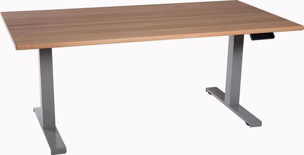 Scrivania da ufficio regolabile in altezza grigio chiaro Piano di lavoro in legno massiccio di faggio 160x80cm