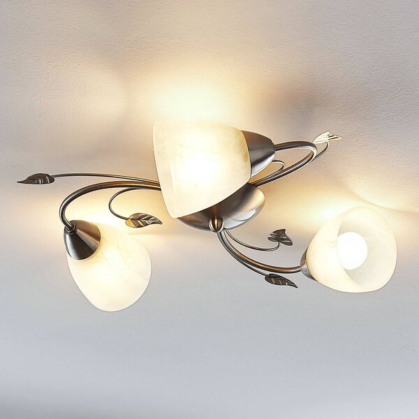 Plafoniera soffitto Yannie Lindby, dimmerabile, Alluminio / Grigio / Zincato, Soggiorno / Sala da pranzo, Metallo, Antico, Plafoniera