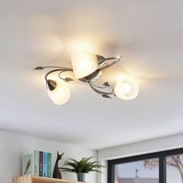 Plafoniera soffitto Yannie Lindby, dimmerabile, Alluminio / Grigio / Zincato, Soggiorno / Sala da pranzo, Metallo, Antico, Plafoniera