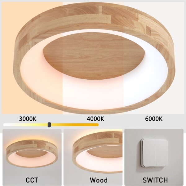Brilagi-LED Plafoniera FALCON WOOD LED/30W/230V 3000/4000/6000K 45 cm legno