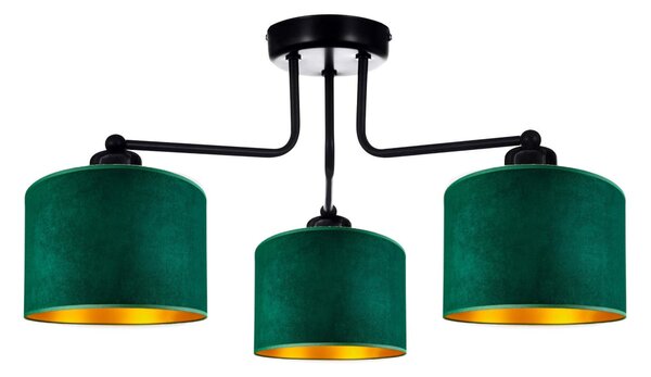 Lampada da soffitto verde lampada velour vintage moderna E27 lampada di design a 3 luci N230-E3-G