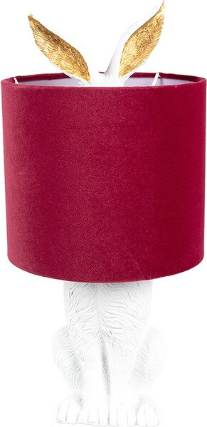 Clayre & Eef Lampada da tavolo Coniglio Ø 20x43 cm Bianco Rosso Poliresina