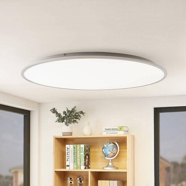 Plafoniera a LED Narima Lindby, Alluminio / Grigio / Zincato, Cucina, Plastica, Moderno, Plafoniera LED