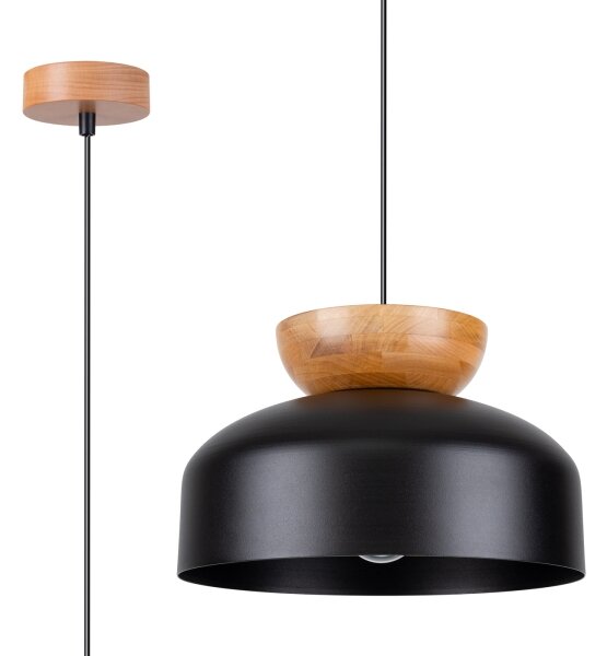 Sollux SL.1351 - Lampadario a sospensione con filo MARION 1xE27/15W/230V diametro 29,5 cm nero