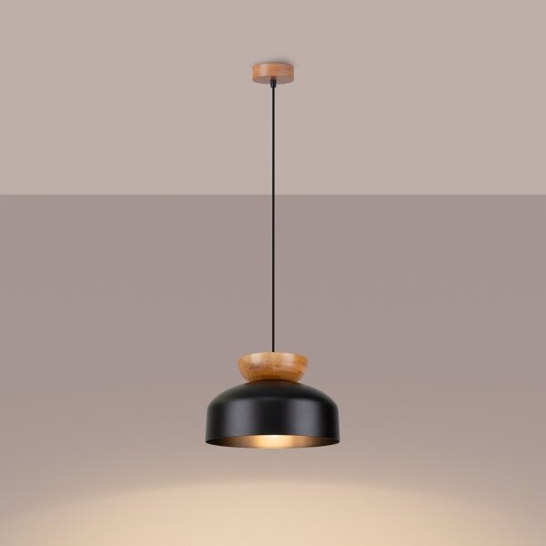 Sollux SL.1351 - Lampadario a sospensione con filo MARION 1xE27/15W/230V diametro 29,5 cm nero