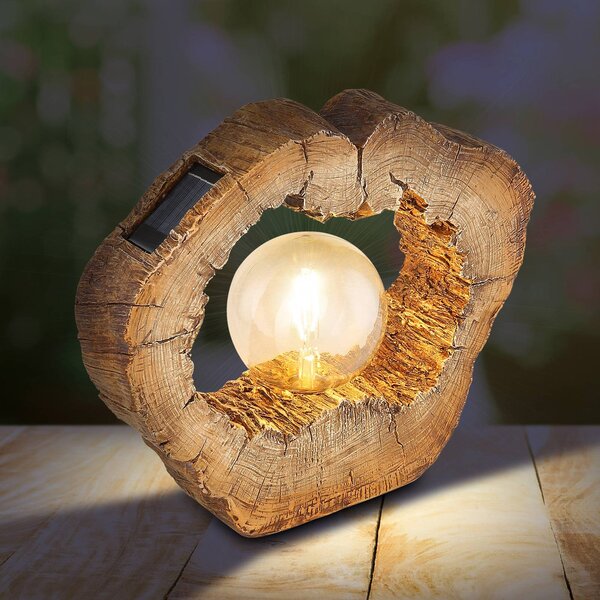 Globo Tronco LED solare 36516, look legno, con lampadina