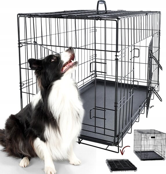 Deco4Home Gabbia per animali domestici 91x57x64 cm | Scatola di trasporto | Nero
