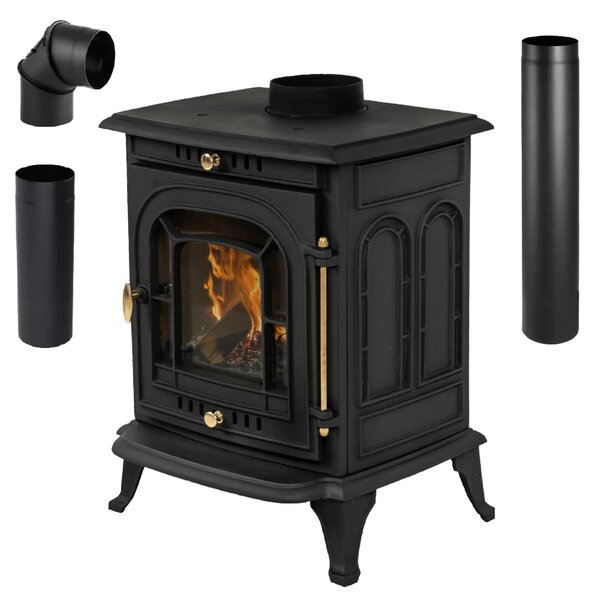 Stufa a legna in ghisa THUNDER AGNI 7 kW – con sistema vetro pulito, maniglia a freddo, EcoDesign 2022, nera