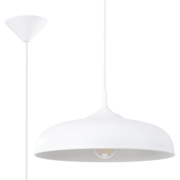 Sollux SL.1329 - Lampadario a sospensione con filo GINA 1xE27/15W/230V diametro 38 cm bianco