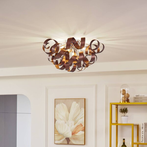 Plafoniera soffitto Kaelor Lucande, dimmerabile, Rame, Soggiorno / Sala da pranzo, Alluminio, Design, Plafoniera