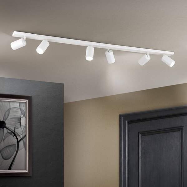 ORION Faretto a soffitto Sean 6 luci, bianco Sean, dimmerabile, Bianco / Opale, Soggiorno / Sala da pranzo, Alluminio, Faretto alogeno